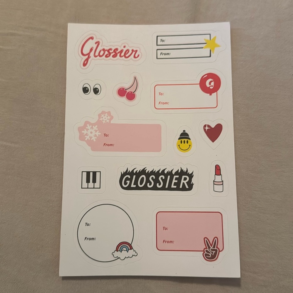 Glossier sticker tags